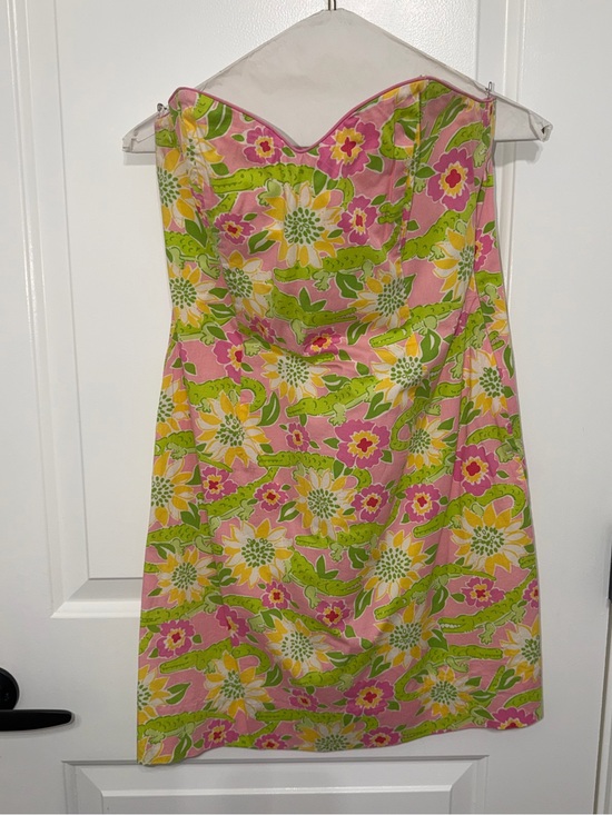 Lilly Pulitzer Dresses & Skirts - Lilly Pulitzer Vintage Croc Monsieur Strapless Mini Dress Size 6 EUC Alligator